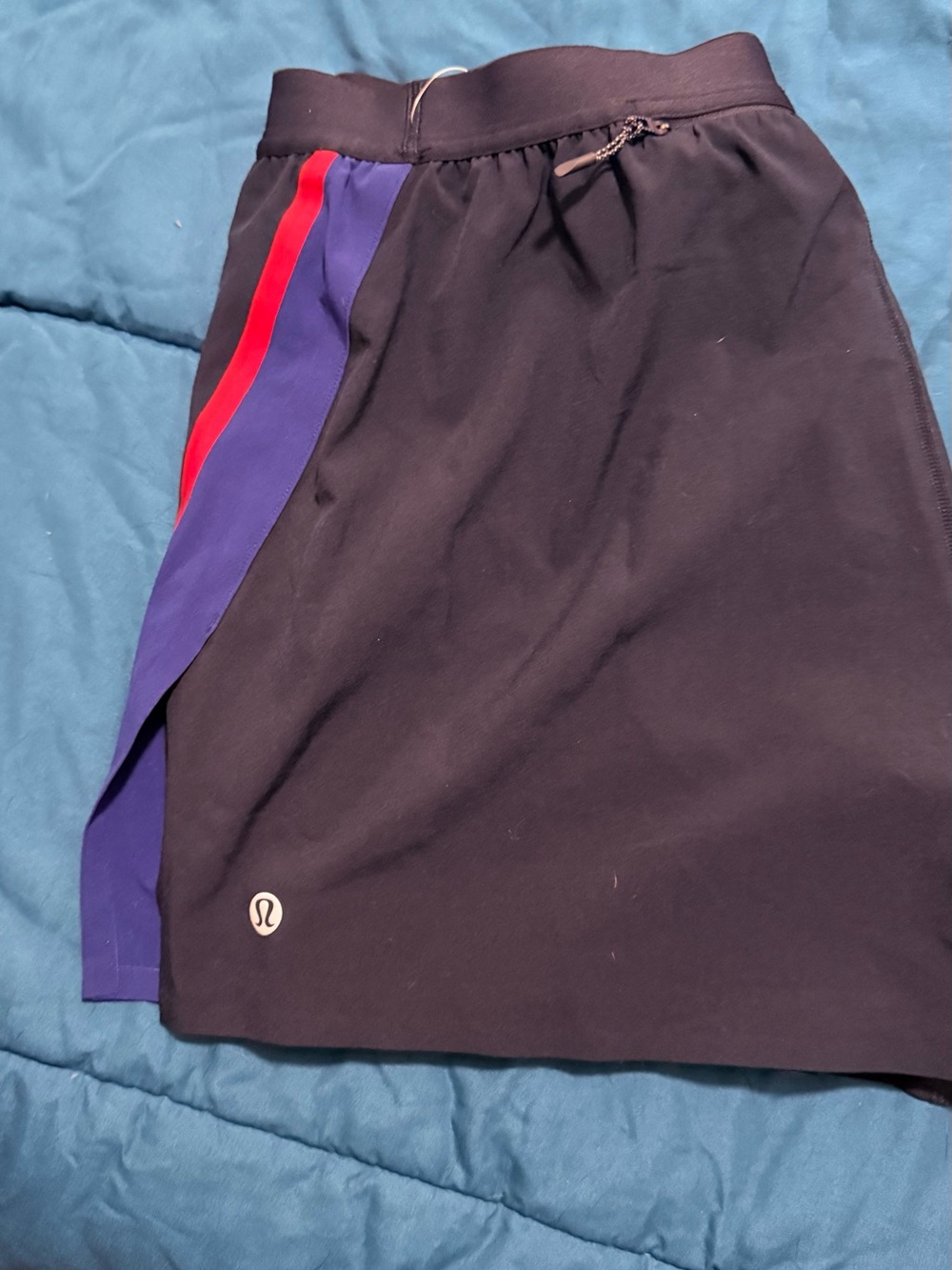 lululemon athletica Black Athletic Shorts with Purple and Red Trim